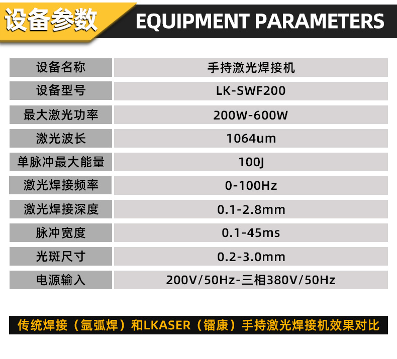 手持式激光焊接機設備參數 手持式激光焊接機設備參數